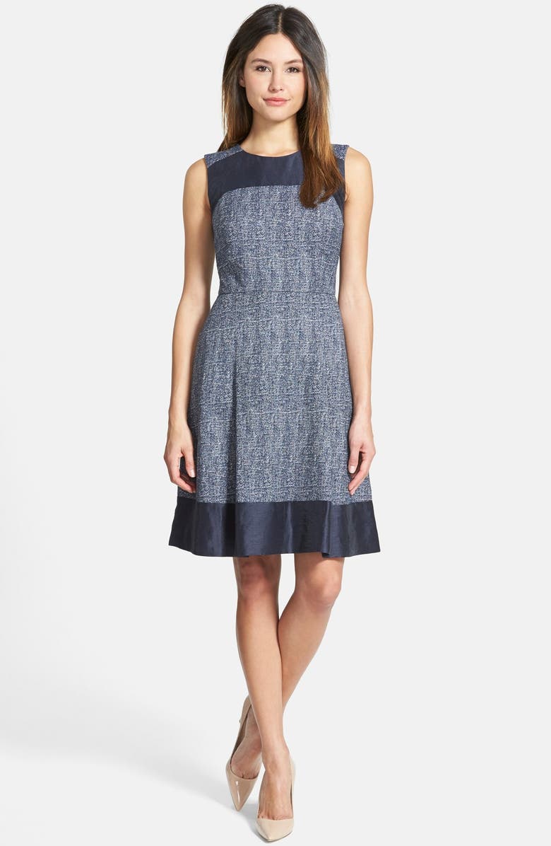 Classiques Entier® Tweed Fit & Flare Dress with Solid Trim | Nordstrom