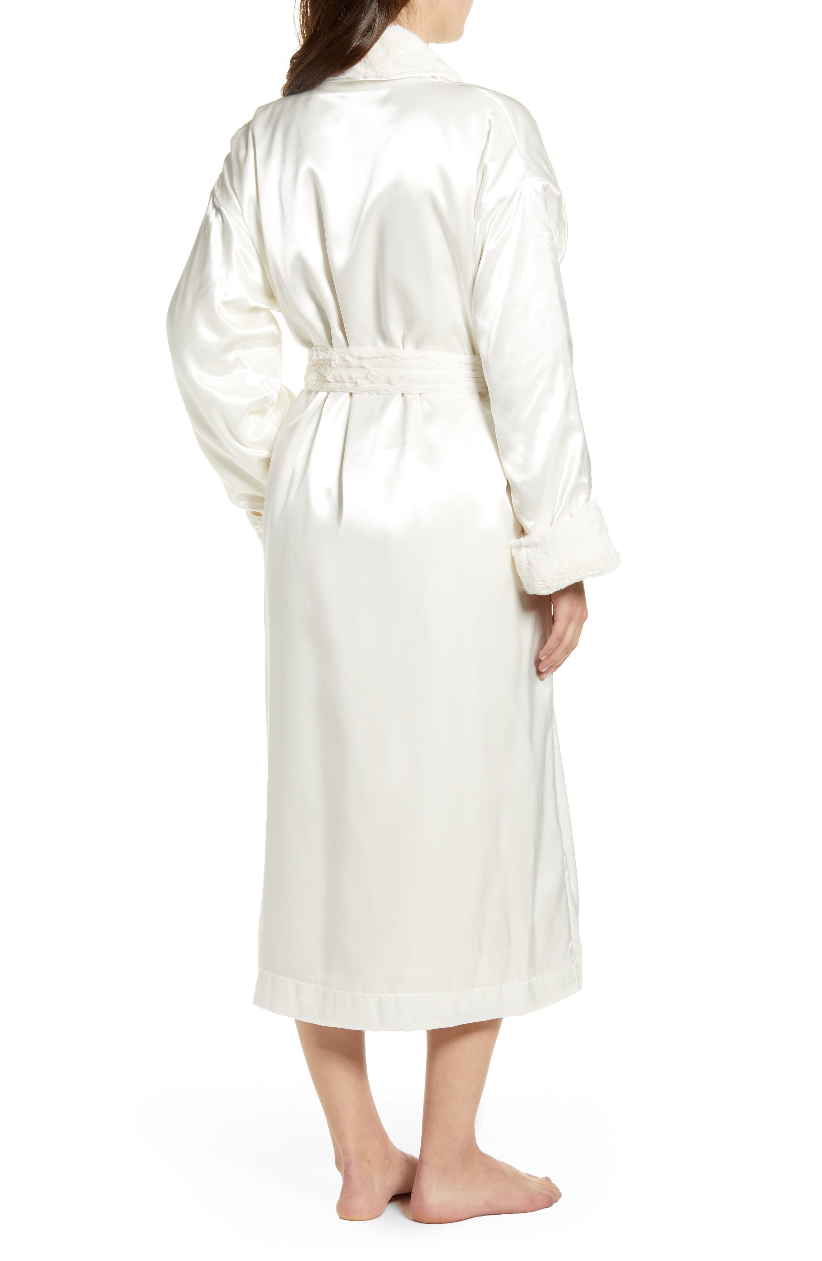 fur lined satin robe