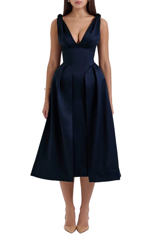 HOUSE OF CB Paloma Plunge Neck Sleeveless Midi Dress in Parisian Night 