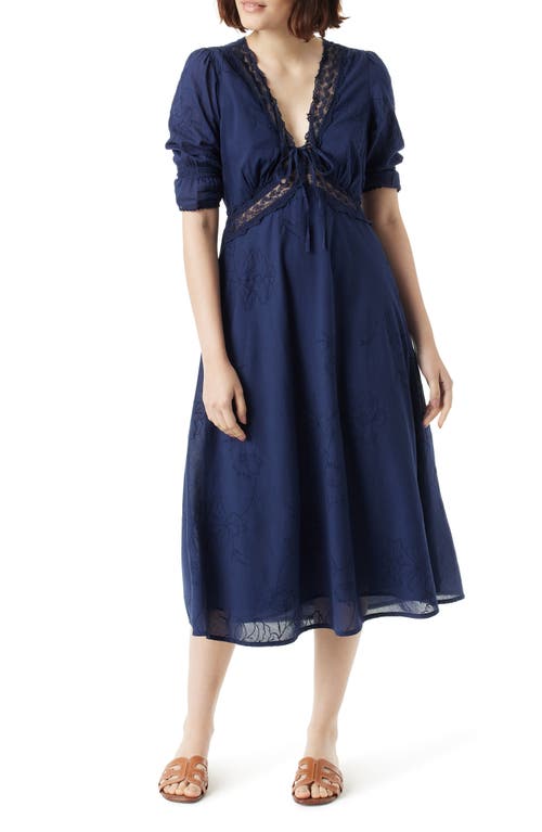 Sam Edelman Dasie Lace Detail Cotton Midi Dress at Nordstrom,
