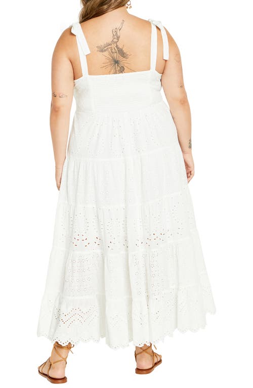 Shop City Chic Allegra Eyelet Embroidered Maxi Dress In White