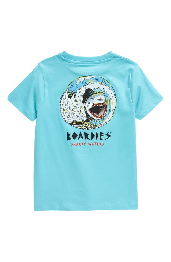 Shop Boardies Kids' Sharky Waters Organic Cotton Graphic T-shirt In Blue