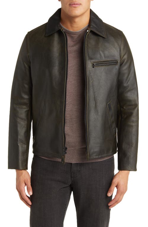 Shop Schott Nyc Waxy Cowhide Leather Mechanics Jacket In Olive