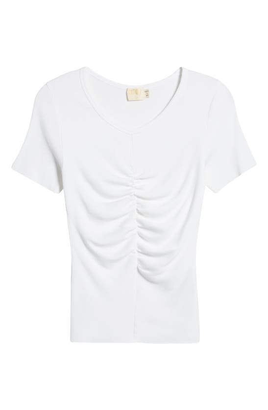 Shop Nation Ltd Nevina Ruched Ribbed T-shirt In White