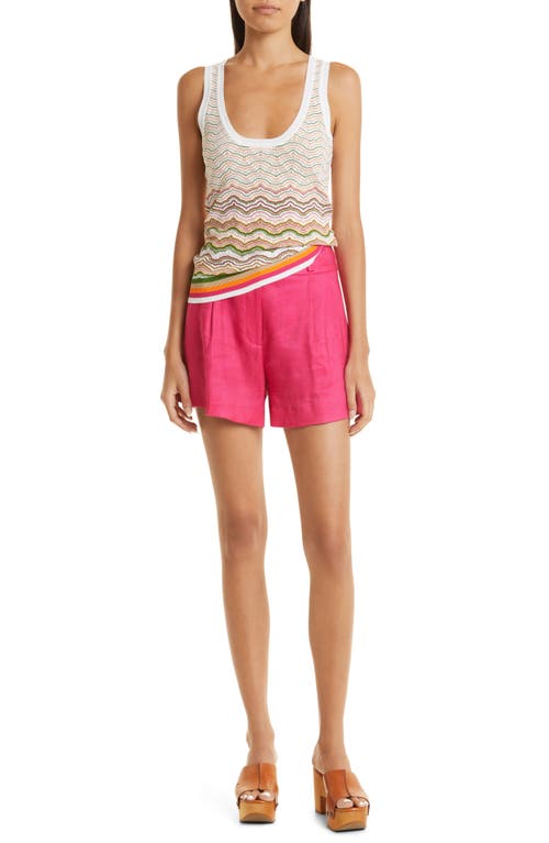 Veronica Beard Velia Tailored Linen Shorts In Fuchsia