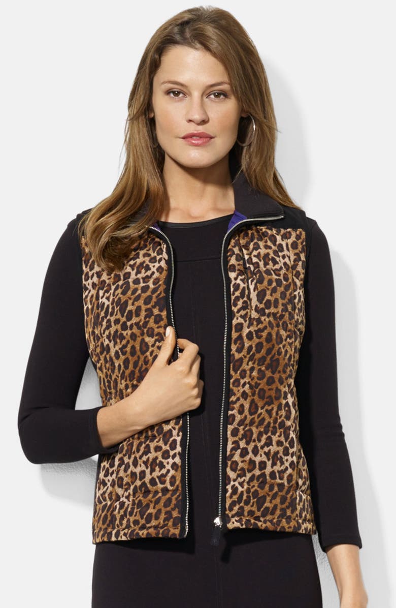 Lauren Ralph Lauren Leopard Print Vest Petite Nordstrom