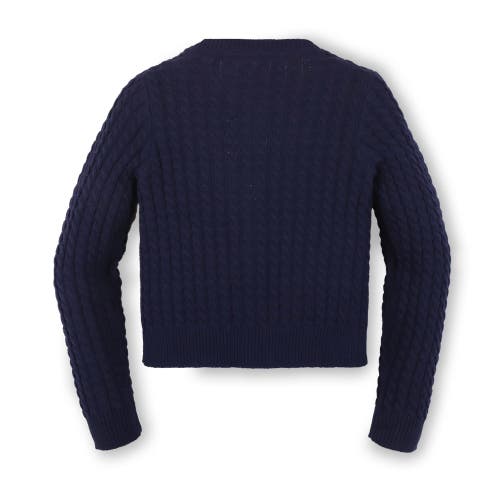 Hope & Henry Baby Girls' Organic Classic Cable Cardigan, Infant In Navy Cable