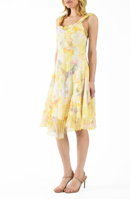 Shop Komarov Floral Chiffon & Charmeuse Cocktail Dress In Floralia