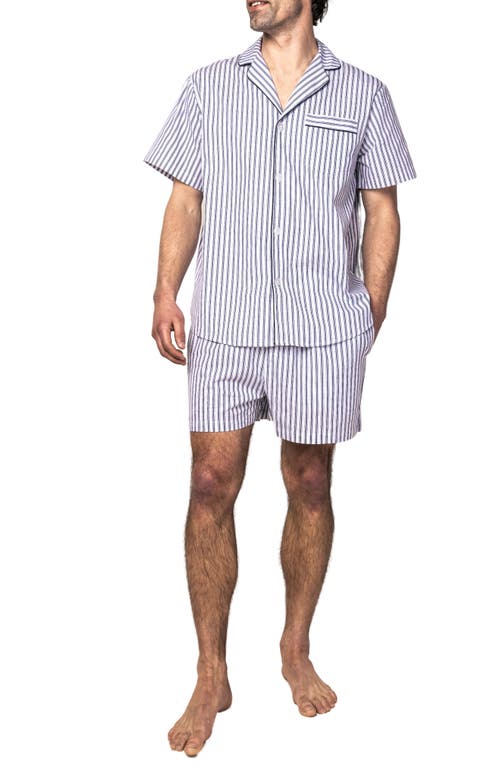 Ticking Stripe Cotton Short Pajamas in Navy