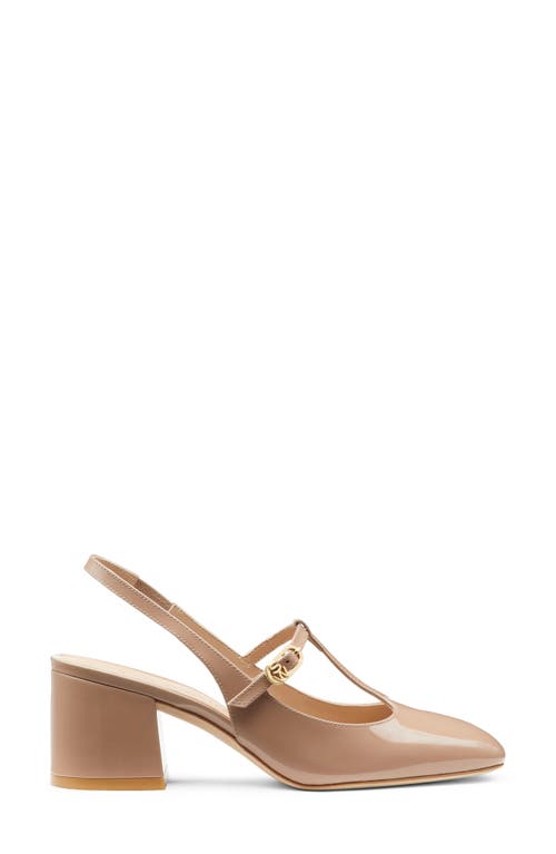 Shop Stuart Weitzman Jane T-strap Slingback Pump In Fawn