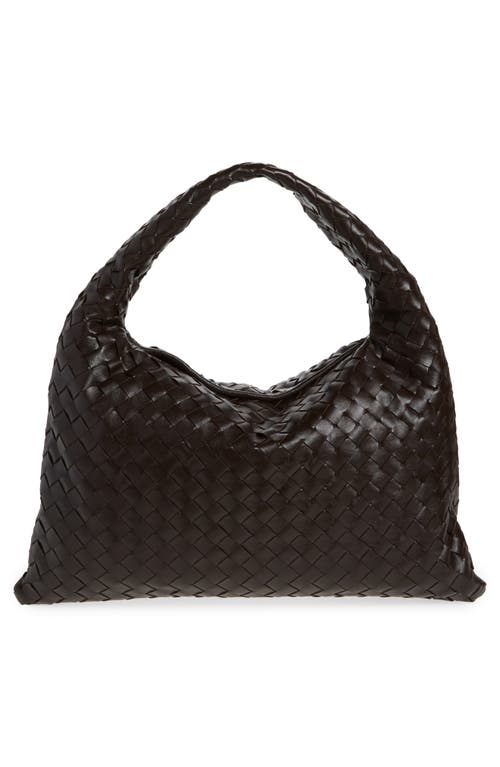Shop Bottega Veneta Small Hop Intrecciato Leather Hobo Bag In 2190 Fondant-m Brass
