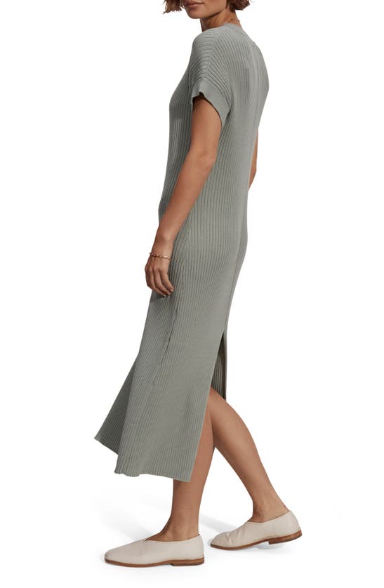 Shop Varley Aria Henley Rib Midi Dress In Green