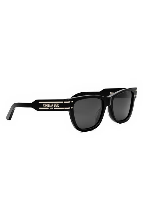 Shop Dior 'signature S6u 54mm Butterfly Sunglasses In Shiny Black/smoke