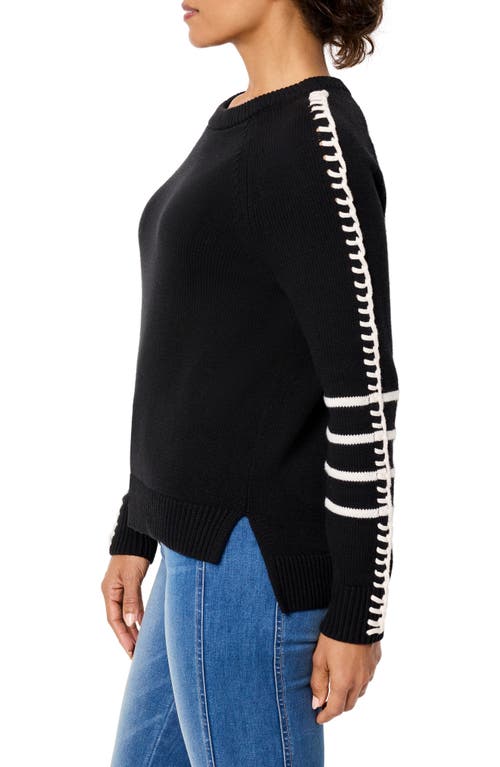 Shop Nic + Zoe Nic+zoe Dashing Down Whipstitch High/low Sweater In Black Onyx