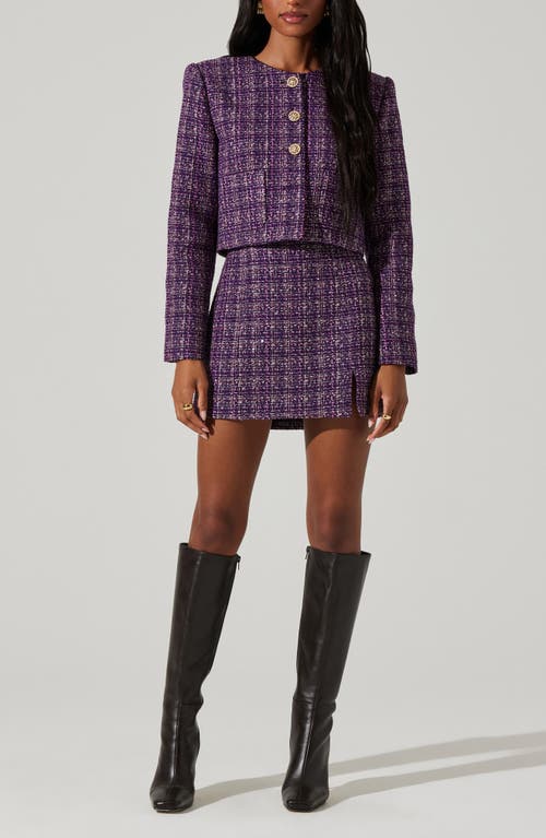 Shop Astr The Label Lyssa Tweed Jacket In Purple Black