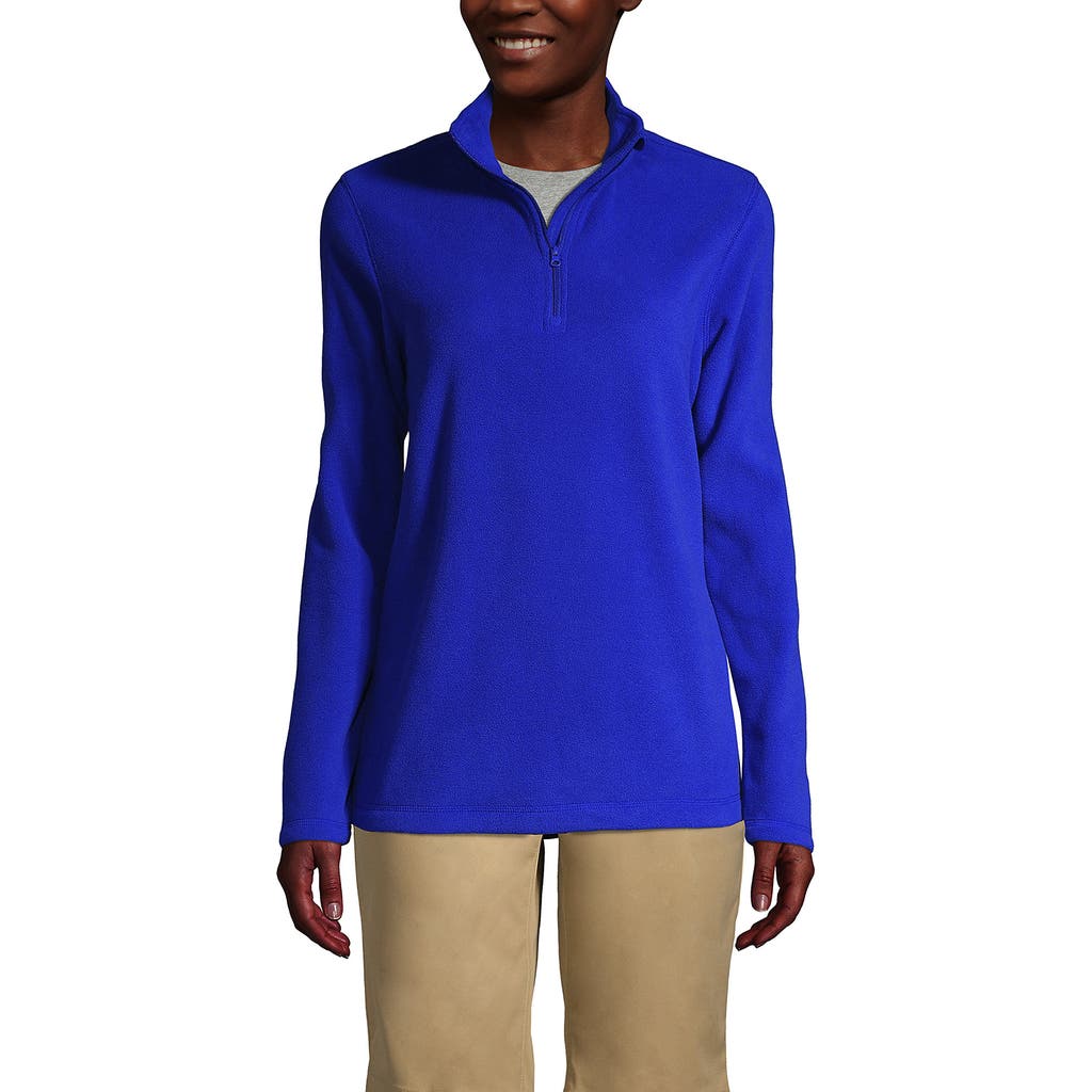 Shop Lands' End School Uniform Young Lightweight Fleece Quarter Zip Pullover In Cobalt