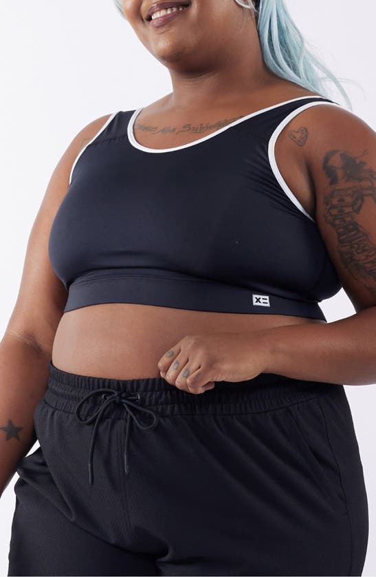 Tomboyx Straight Up Longline Bikini Top In Black Novelty