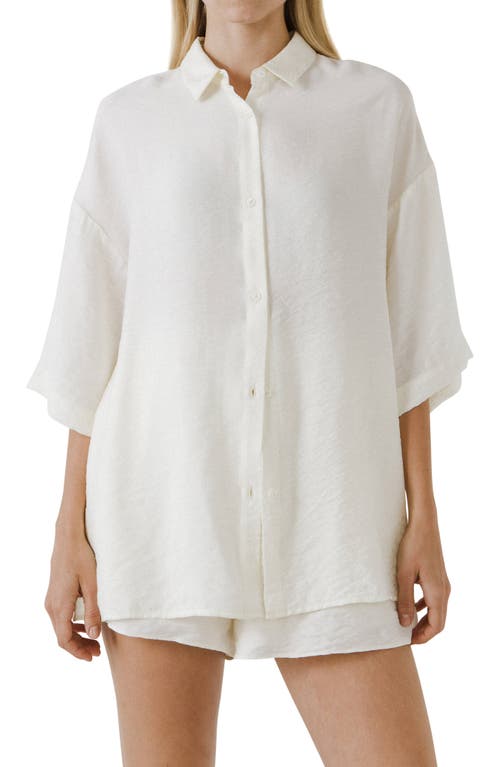 Oversize Button-Up Shirt in Cream