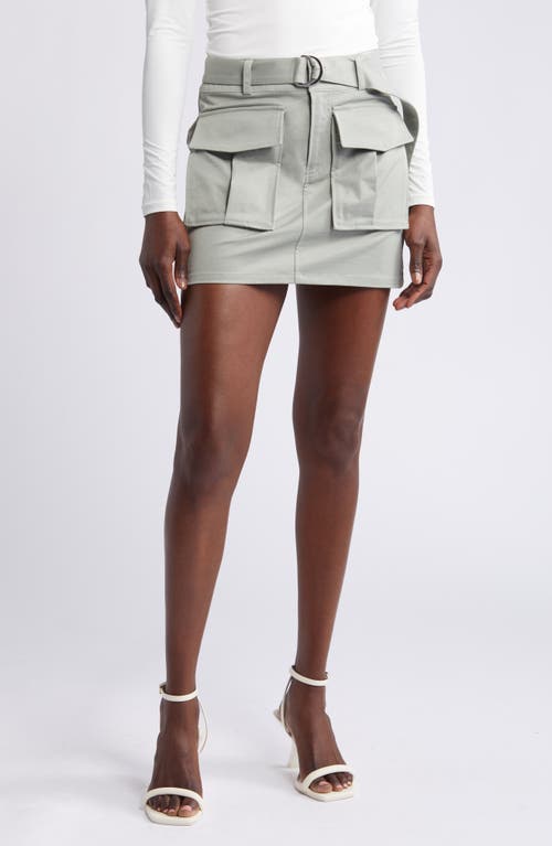 Open Edit Belted Recycled Polyester Blend Cargo Miniskirt in Green Halo 