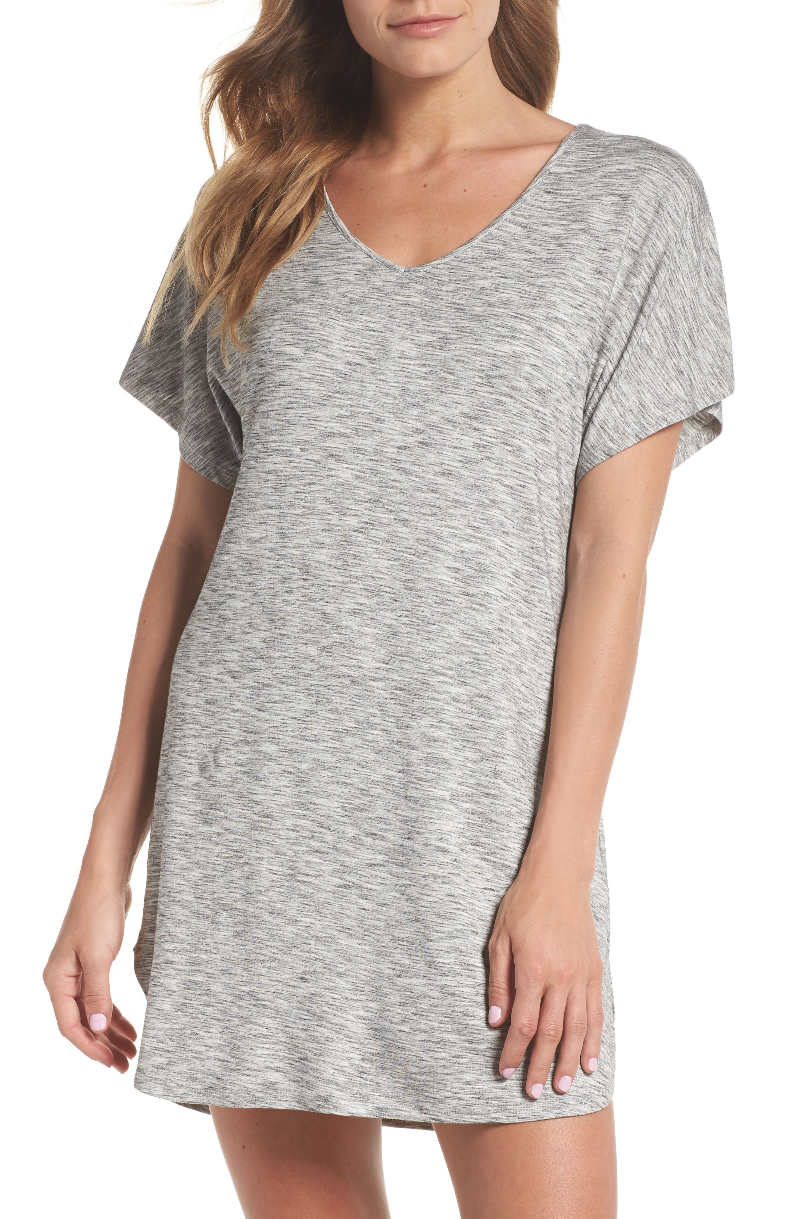 Nordstrom Lingerie Dolman Sleeve Nightshirt, Grey