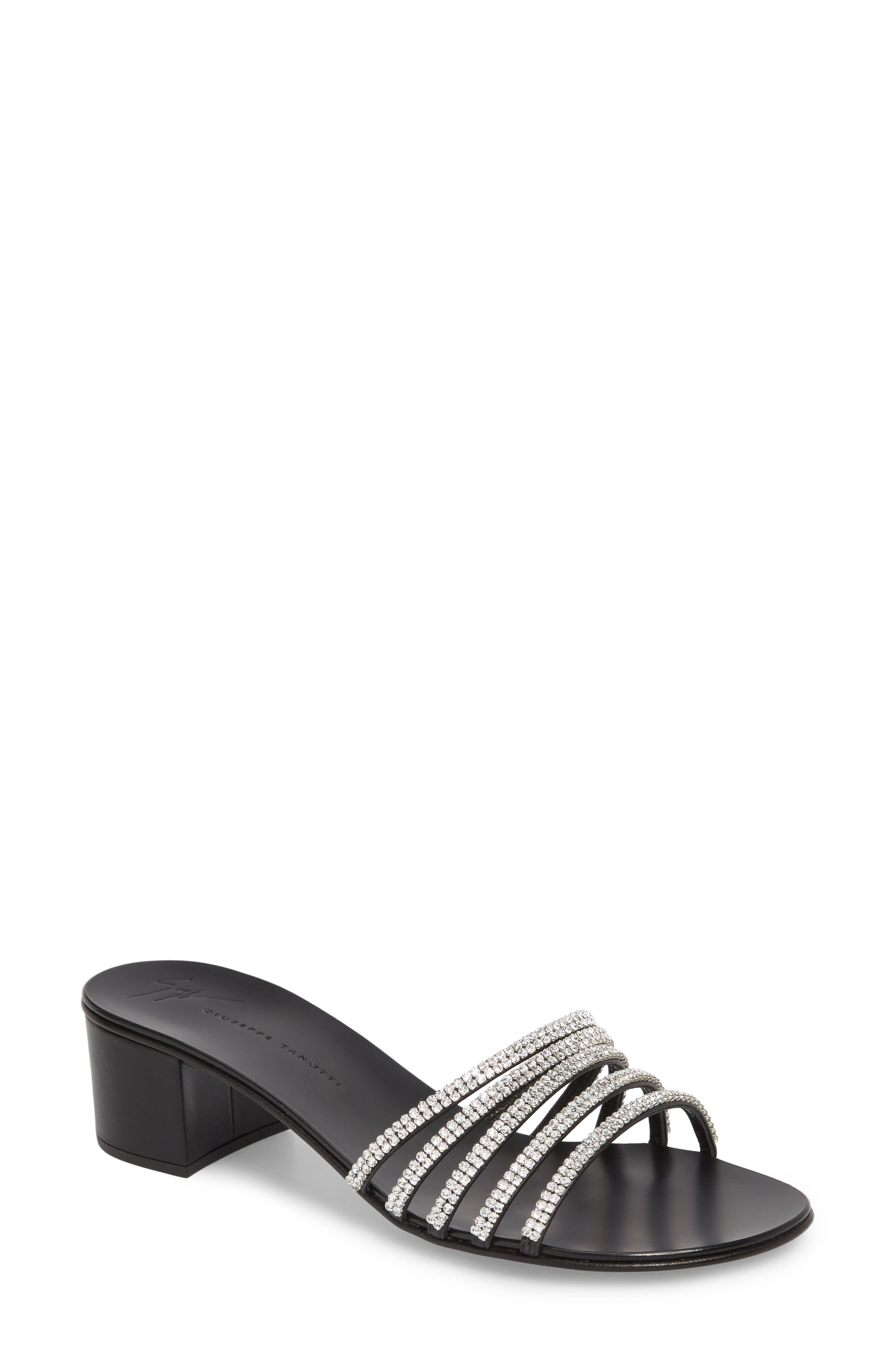 Giuseppe Zanotti Swarovski Crystal Slide Sandal, Black