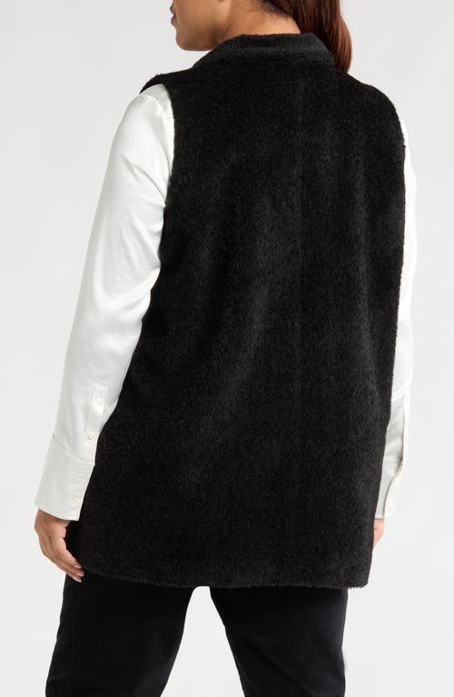 Shop Eileen Fisher High Collar Wool Blend Fleece Vest In Black