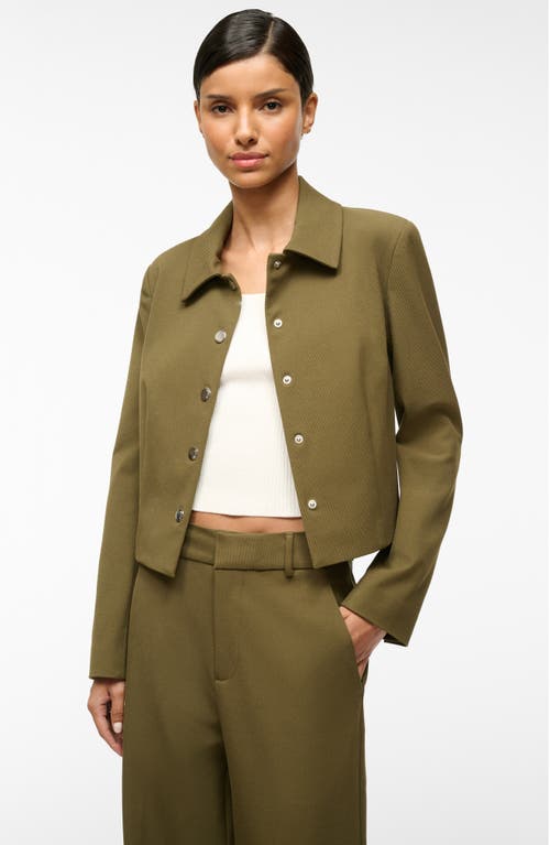 Shop Staud Marino Crop Jacket In Sergeant Green