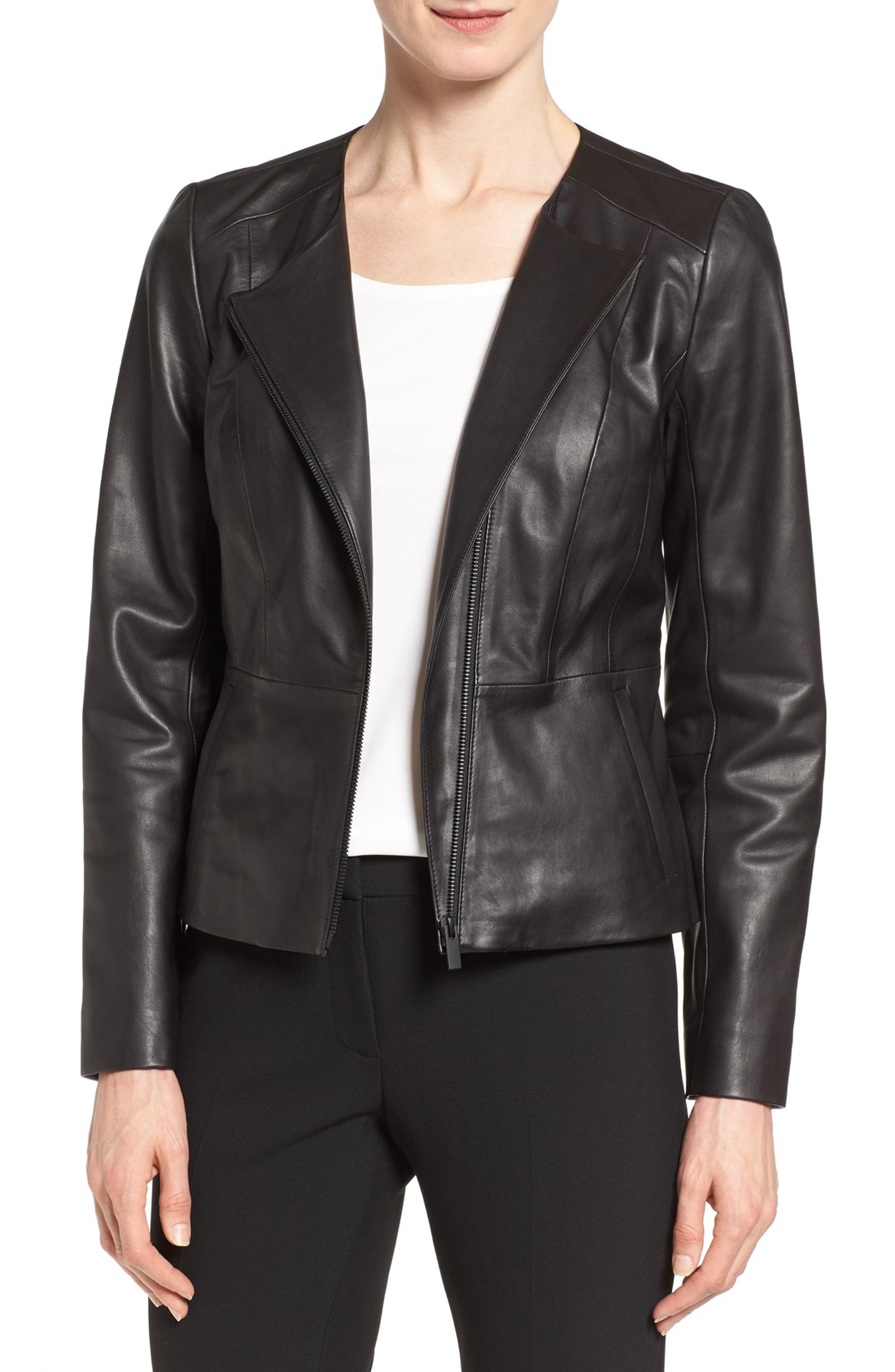 Classiques Entier® Asymmetrical Zip Fitted Leather Jacket (Regular ...