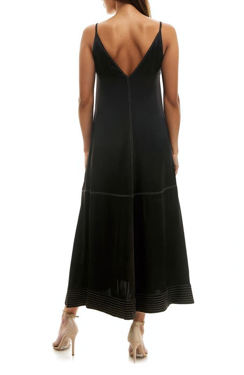 Shop Socialite Contrast Stitch Trapeze Dress In Black/tan