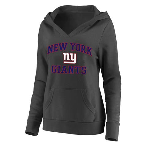Women's Fanatics Branded Charcoal New York Giants Plus Size Heart and Soul V-Neck Pullover Hoodie