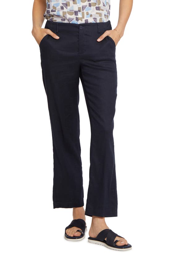Nydj Marilyn Linen-blend Ankle Trouser In Oxford Navy