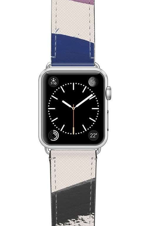 CASETiFY Zebra Pop Faux Leather Apple Watch® Watchband in White/Silver