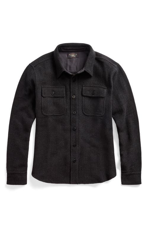 Double RL Cotton Work Shirt in Black/Navy Heather