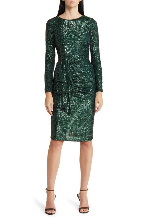 Long Sleeve Sequin Cocktail Dress