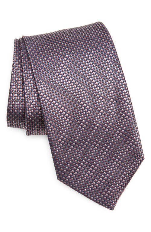 Shop Brioni Geometric Pattern Silk Tie In Midnight Blue Multi