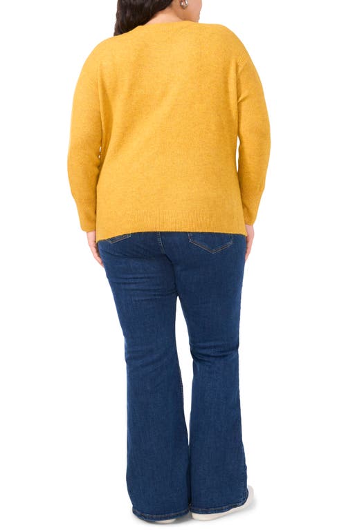 Shop Vince Camuto Rib Trim Crewneck Sweater In Amber