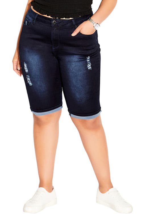 City Chic Turn Up Bermuda Shorts Dark Denim at Nordstrom,