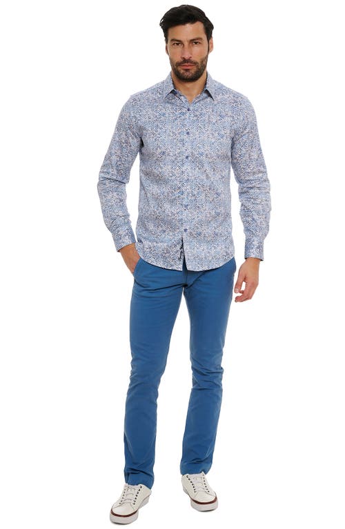 Shop Robert Graham Kaimana Abstract Print Stretch Cotton Button-up Shirt In Blue