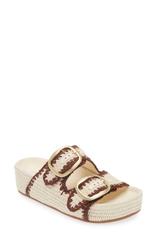 Theo Platform Slide Sandal in Brown/Cream