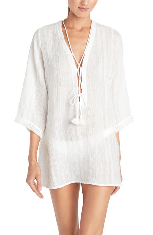 Robin Piccone Natalie Cover-Up Tunic in White at Nordstrom, Size Large
