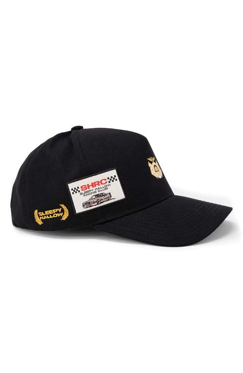 Shop Mnml Shrc Racing Patch Snapback Baseball Cap In Black