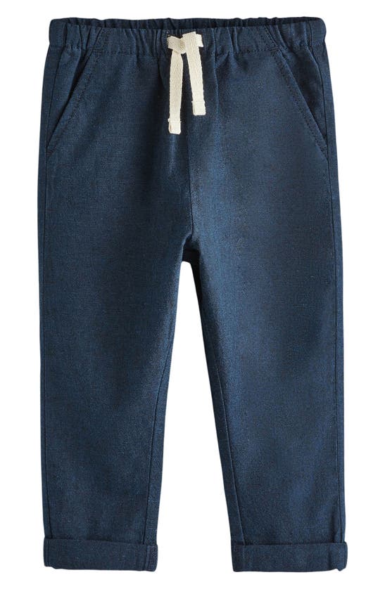 Shop Next Kids' Linen & Cotton Drawstring Pants In Blue