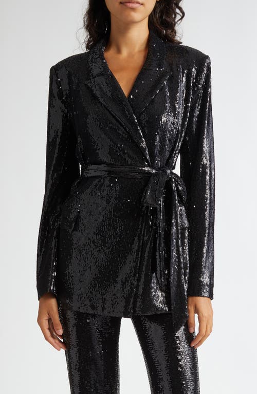 Shop L Agence L'agence Jordana Sequin Wrap Jacket In Black