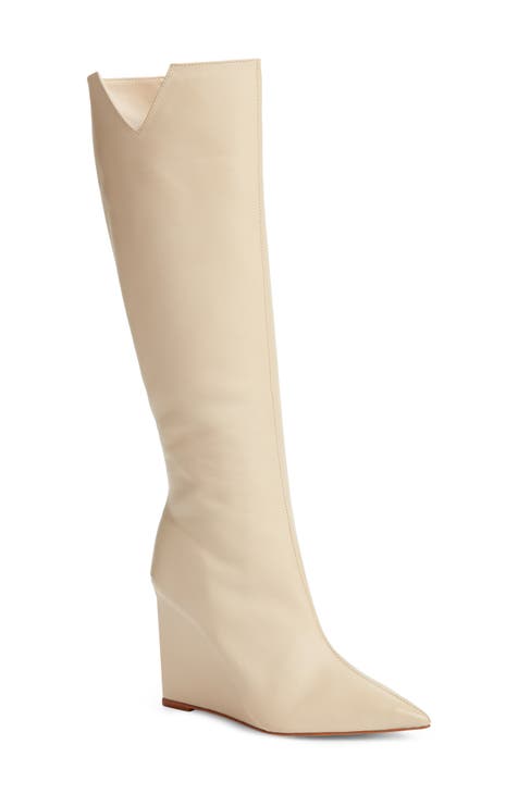 Asya Up Cut Wedge Pointed Toe Knee High Boot (Women)