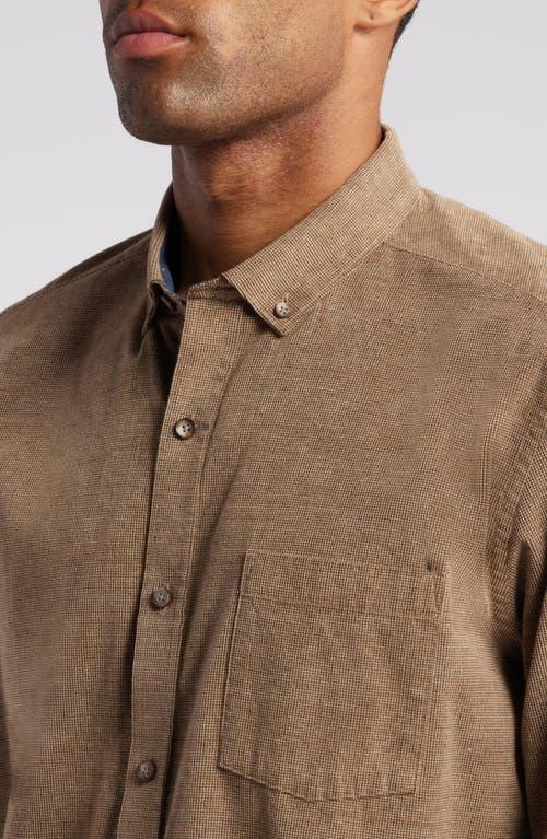 Johnston & Murphy Fine Wale Corduroy Button-down Shirt In Brown