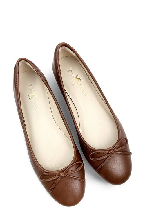 Sadie Cap Toe Ballet Flat in Brown Leather