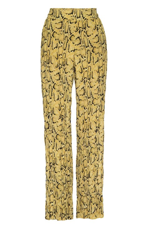 Women's Yellow High-Waisted Pants & Leggings