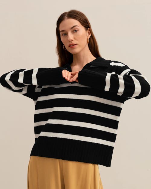 Lilysilk The Gilly Stripe Sweater In Black