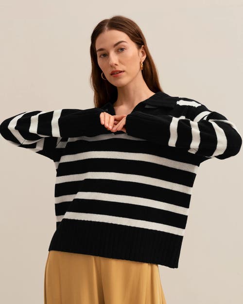 Shop Lilysilk The Gilly Stripe Sweater In Black