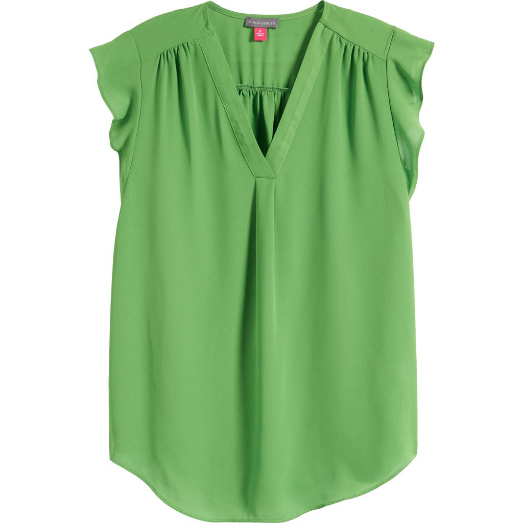 Vince Camuto Flutter Sleeve Top In Green